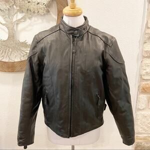 River Road Leather Motorcycle Jacket Quilted Lined Black Women XL